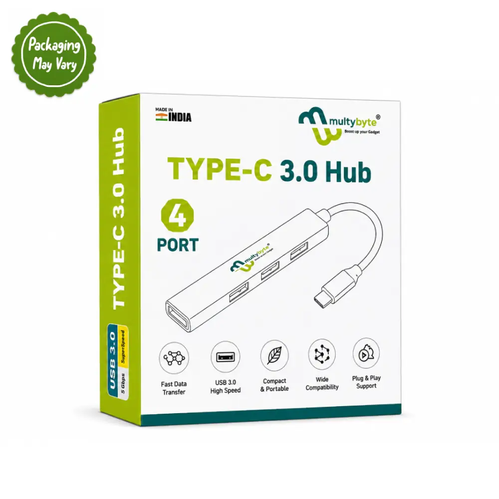 Multybyte Type C to 4 Port USB Hub 3.0 (Metal Body) CHS31